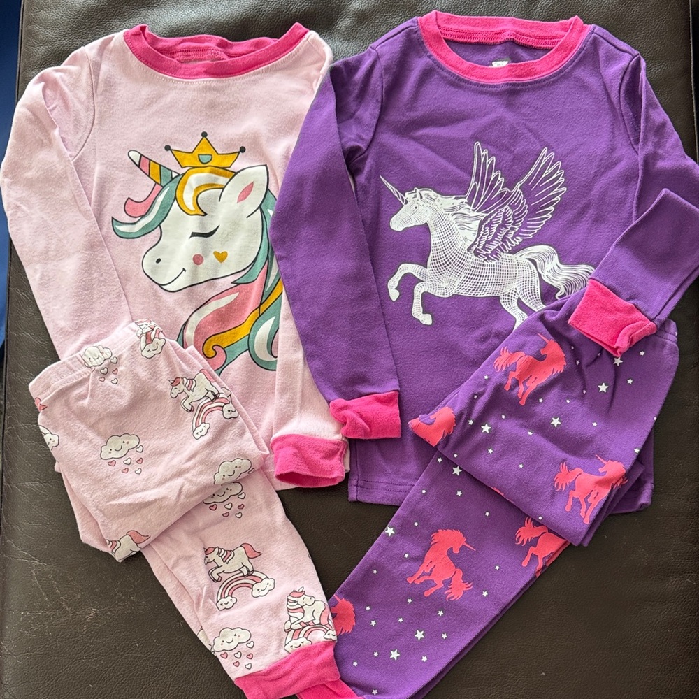 Magical Unicorn Kids Pajama Set - Pink and Purple